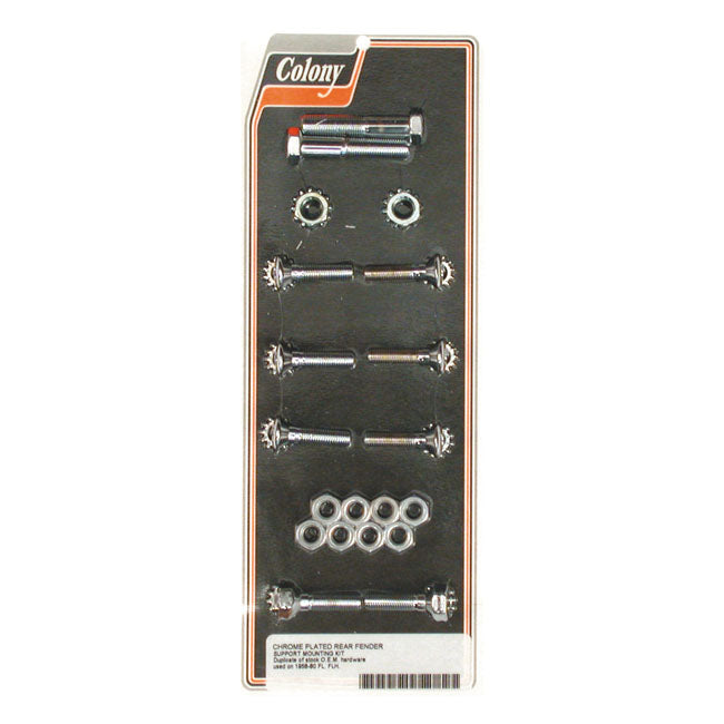 Colony Rear Fender Mount Kit. Chrome – 1958–1980 4-Speed FL; FLH