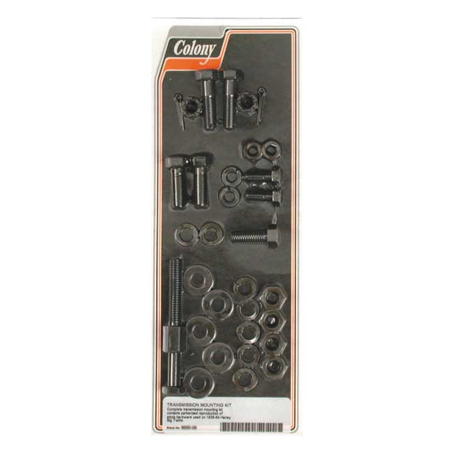 Colony Transmission Mount Kit. Black Parkerized – 1936–1964 Big Twin