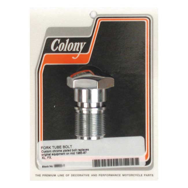 Colony 35mm Fork Tube Plug. Chrome – L1986–1987 XL Sportster; 1987 FXR