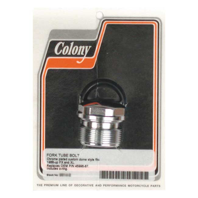 Colony 39mm Fork Tube Plug. Custom Domed. Chrome – 1987–1994 FXR; 1991–2005 Dyna; 1988–2015…