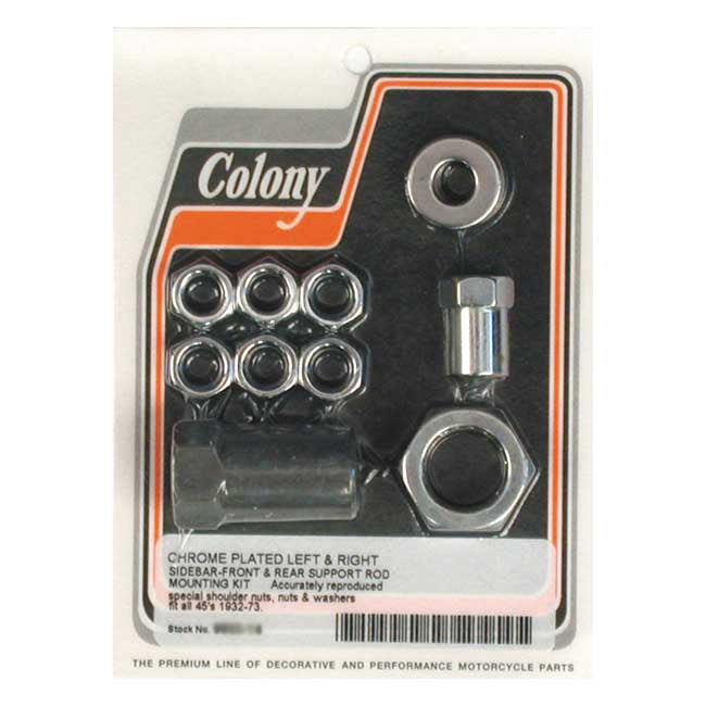 Colony Floorboard Support Rod Mount Kit. Chrome – All 1932–1973 45" & Servi-Car Models