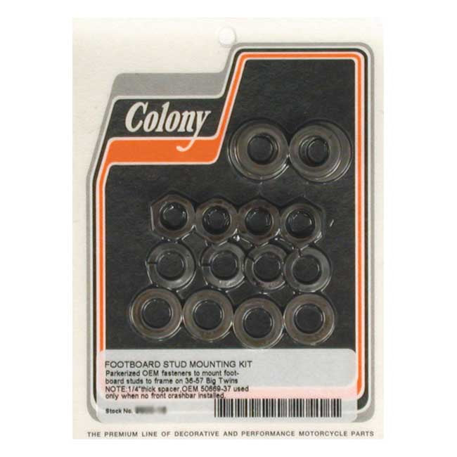 Colony Floorboard Stud Mount Kit. Black – 1936–1957 Big Twin