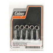 Colony Front/Rear Brake Rotor Bolt & Nut Kit. Chrome Hex – Front: 1973–1974 FL; 1973 FX; XL…