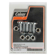 Colony Rear Brake Rotor Bolt & Nut Kit. Chrome Torx – 1992–2025 Softail; Dyna; FLT/Touring…