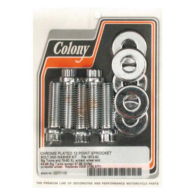 Colony Sprocket Bolt Kit – 1973–1992 Big Twin; 1979–1990 XL…