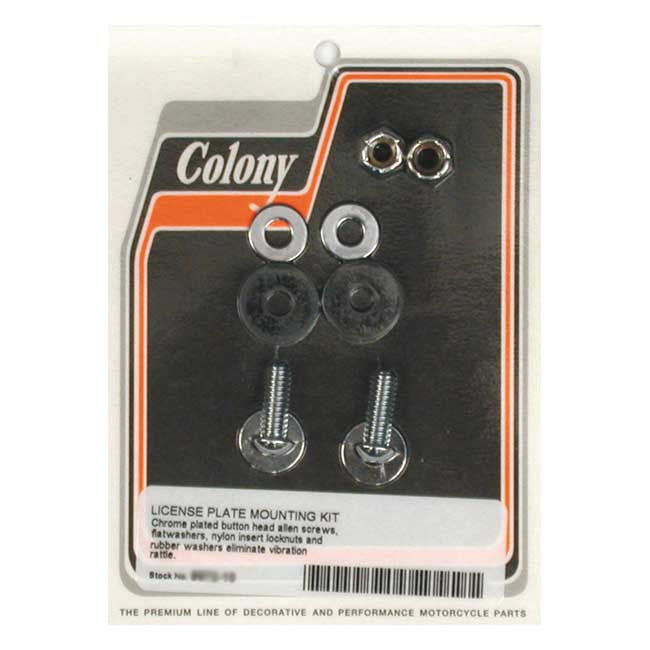 Colony License Plate Mount Kit. Buttonhead. Chrome – Universal