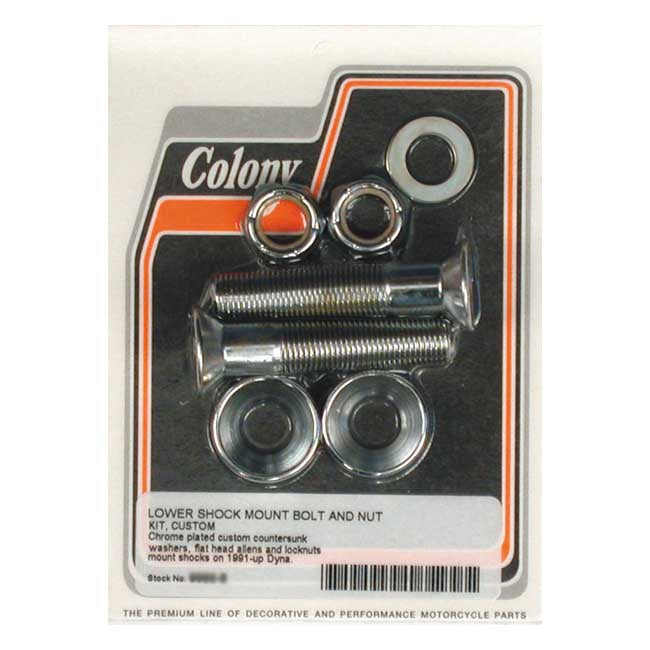 Colony Lower Dyna Shock Mount Kit. Chrome – 1991–2001 Dyna