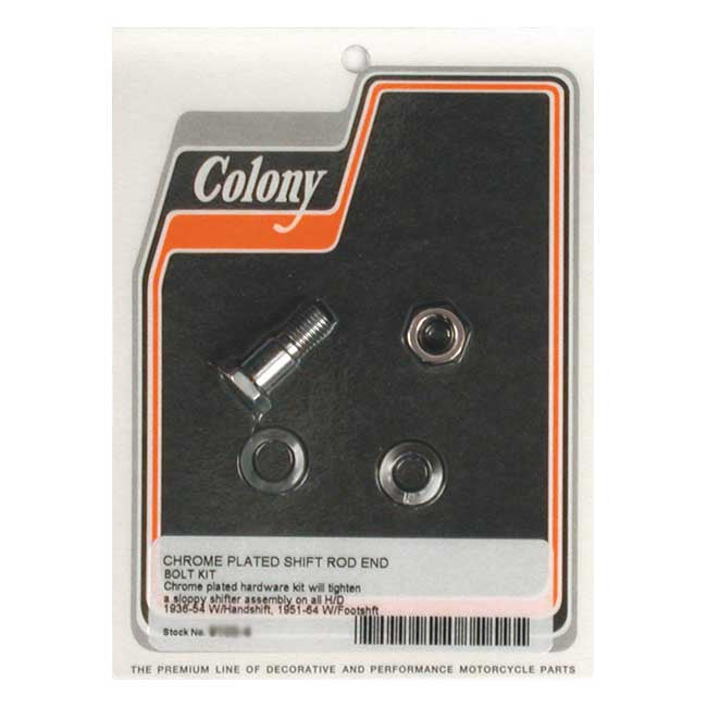 Colony Shifter Rod Bolt End Kit. Chrome – 1936–1954 Hand Shift H-D; 1951–1964 Foot…