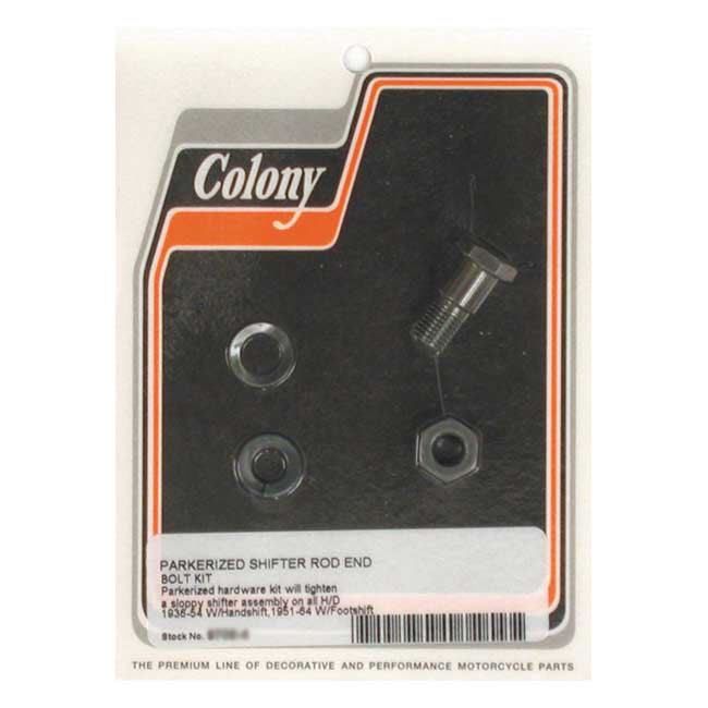 Colony Shifter Rod Bolt End Kit. Black – 1936–1954 Hand Shift H-D; 1951–1964 Foot…