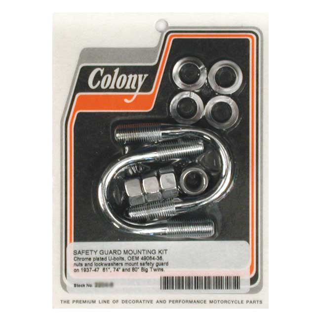 Colony Engine Guard U-bolt Mount Kit. Chrome – 1937–1947 61"; 74"; 80" OHV & Flathead…
