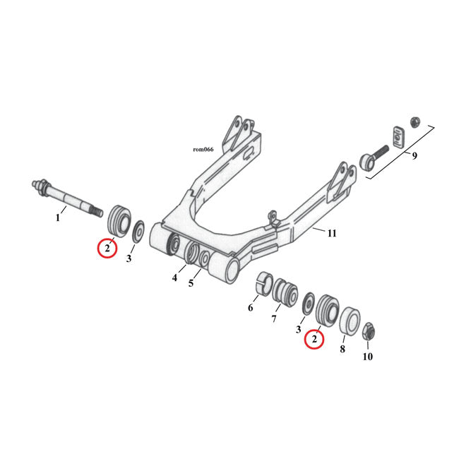 MCS Outer Rubber, Swingarm – 1984–1994 FXR; 1986–2008 FLT/Touring