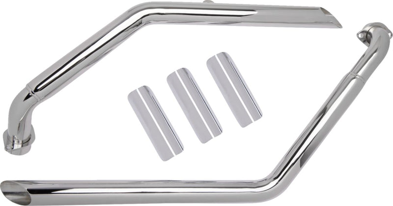 Cobra Drag Pipes Exhaust System Chrome Staggered Full System Steel Each