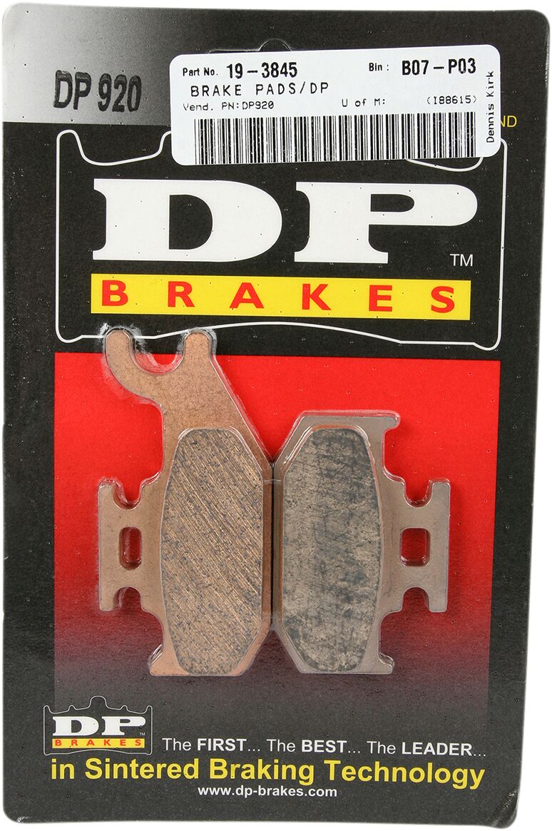 DP Brakes ATV/UTV Sintered Metal Brake Pads Rear Copper Alloy Set of 2