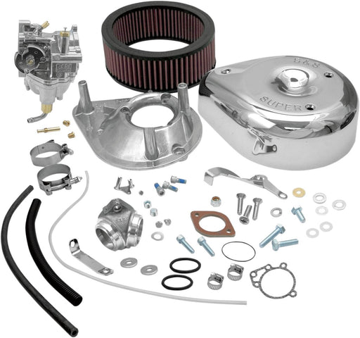S&S Cycle Super E Carburetor Kit with Manifold Chrome Natural Silver O-Ring Style Intake