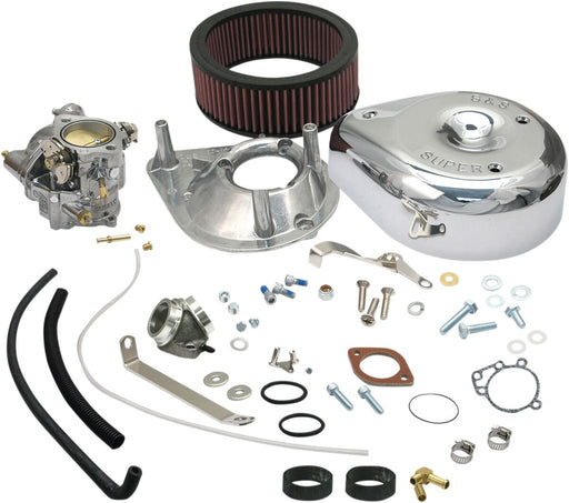 S&S Cycle Super E Carburetor Kit with Manifold Chrome Natural Silver O-Ring Style Intake