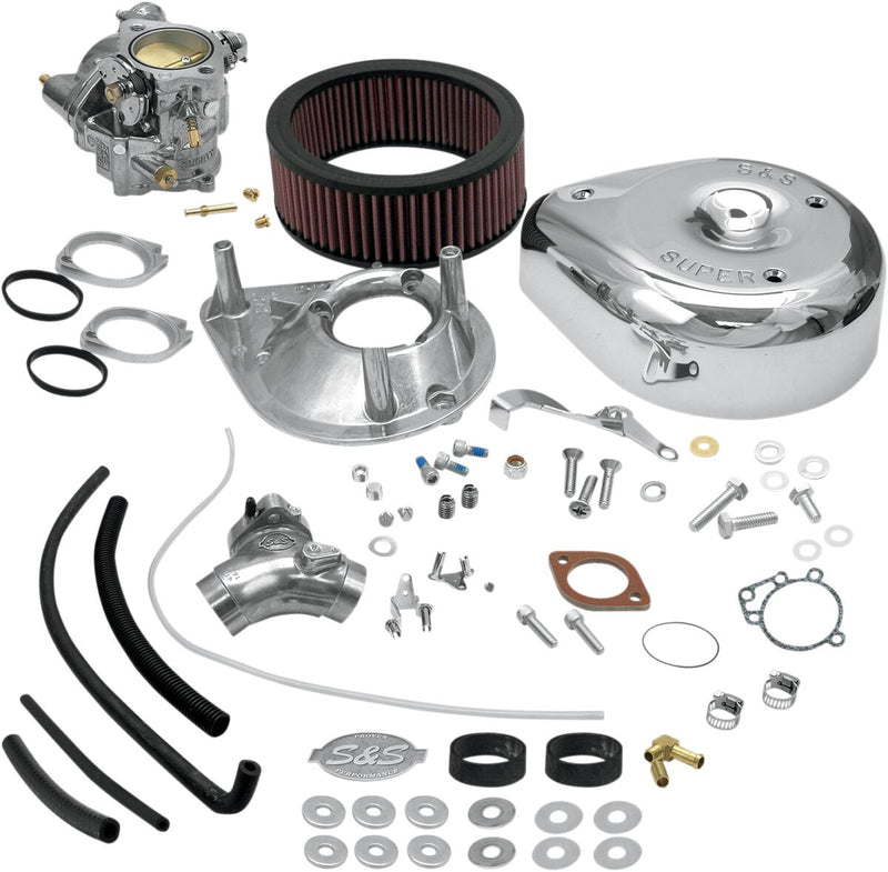 S&S Cycle Super E Carburetor Kit with Manifold Chrome Natural Silver