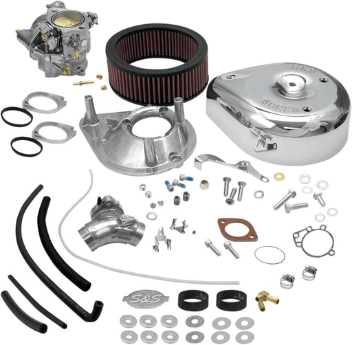 S&S Cycle Super E Carburetor Kit with Manifold Chrome Natural Silver
