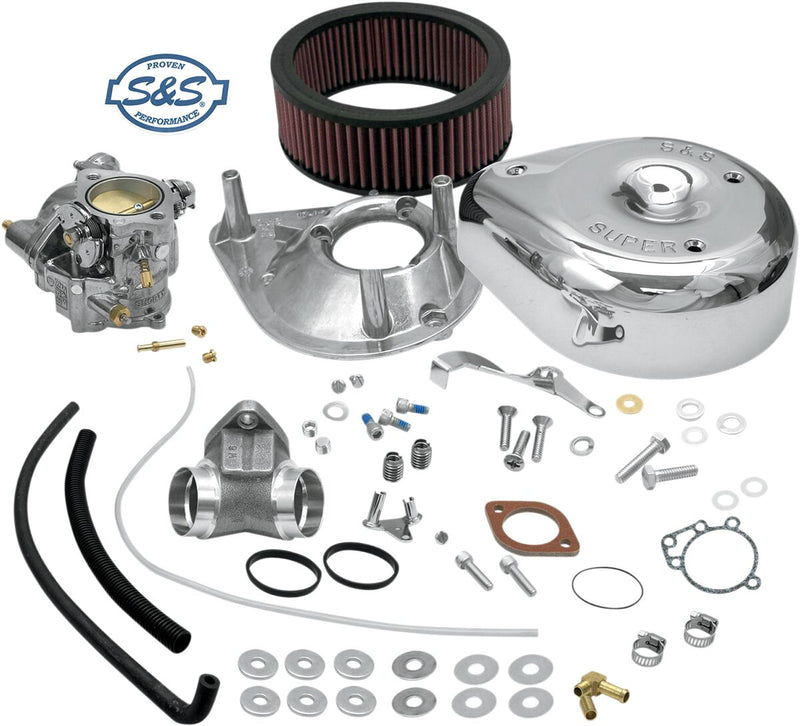 S&S Cycle Super E Carburetor Kit with Manifold Chrome Natural Silver