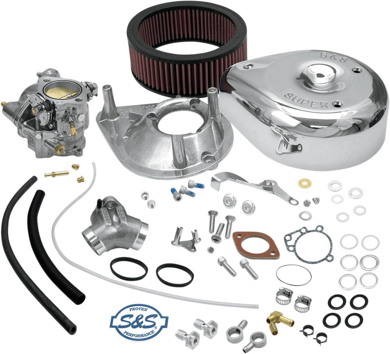S&S Cycle Super E Carburetor Kit with Manifold Chrome Natural Silver