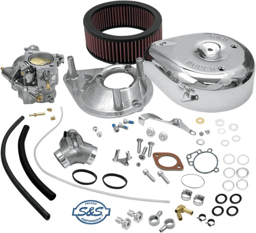 S&S Cycle Super E Carburetor Kit with Manifold Chrome Natural Silver