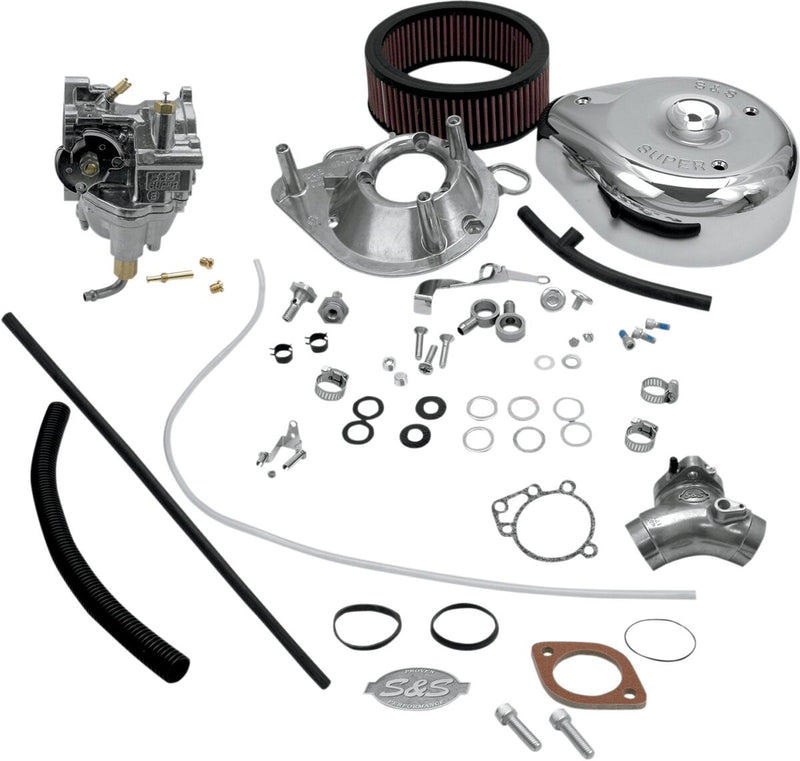 S&S Cycle Super E Carburetor Kit with Manifold Chrome Natural Silver