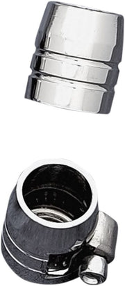 Drag Specialties Grooved Chrome Hose Ends with Clamp Silver 6 Pack