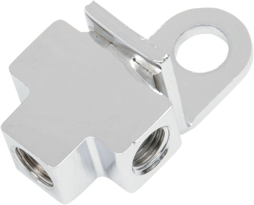 Drag Specialties Brake Line T-Junction Fitting Chrome Rear Junction Block Stainless Steel
