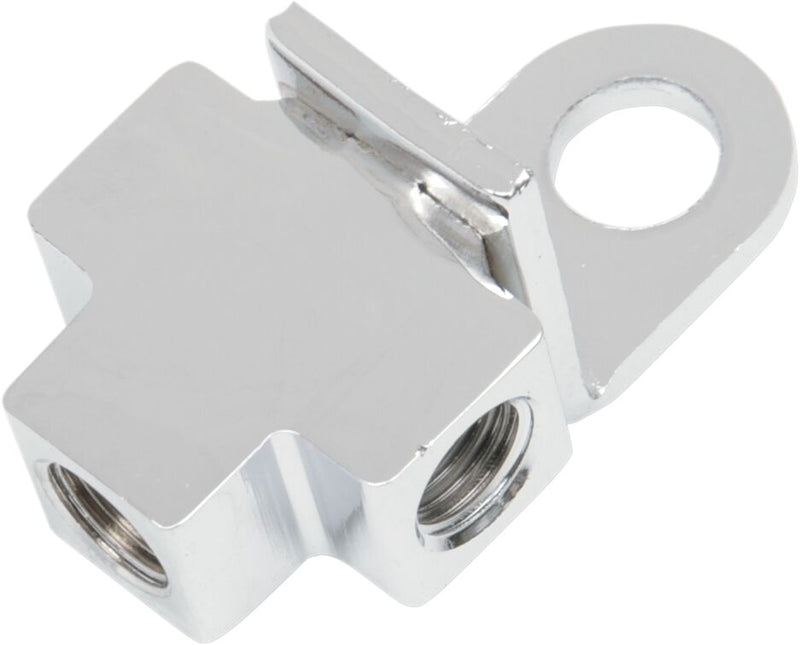 Drag Specialties Brake Line T-Junction Fitting Chrome Rear Junction Block Stainless Steel - 71279