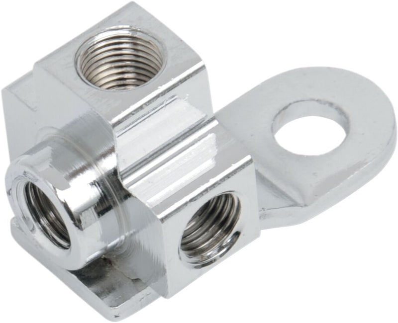 Drag Specialties Brake Line T-Junction Fitting Chrome Rear Junction Block Stainless Steel