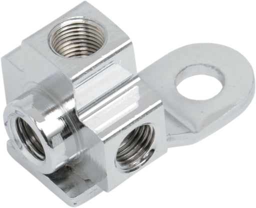 Drag Specialties Brake Line T-Junction Fitting Chrome Rear Junction Block Stainless Steel