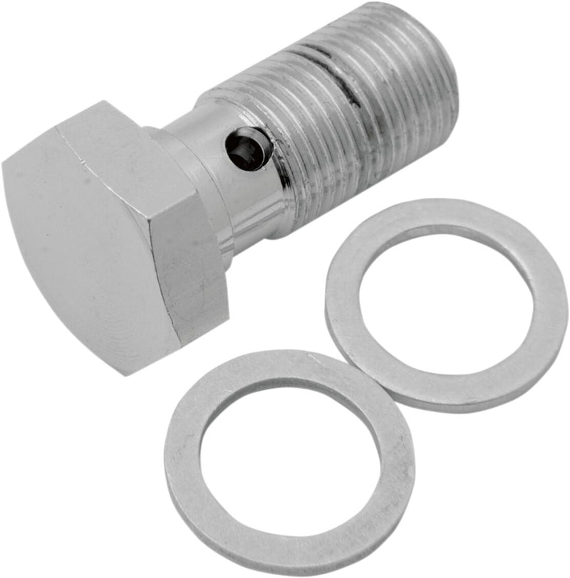 Drag Specialties Universal Chrome Steel Banjo Bolt Silver Standard Single