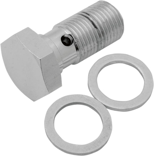 Drag Specialties Universal Chrome Steel Banjo Bolt Silver Standard Single
