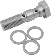 Drag Specialties Universal Chrome Steel Banjo Bolt Silver Standard Double