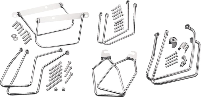 Drag Specialties Chrome Saddlebag Support Brackets Silver Left Right Steel Pair