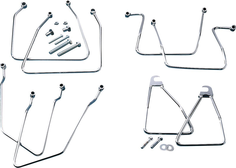 Drag Specialties Chrome Saddlebag Support Brackets Silver Left Right Steel Pair