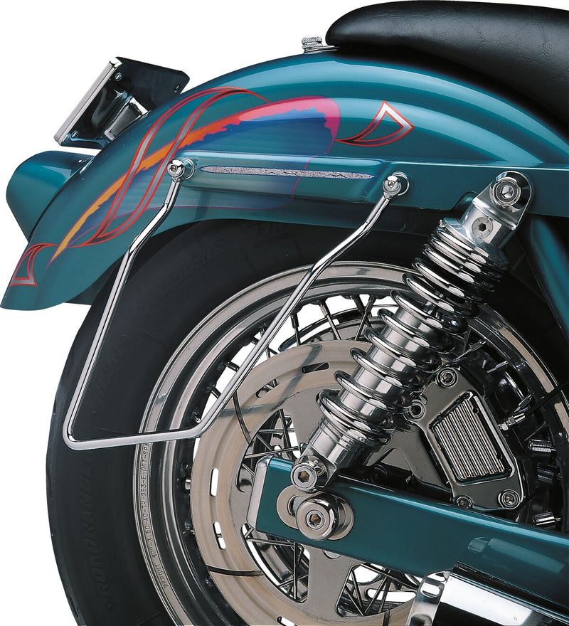 Drag Specialties Chrome Saddlebag Support Brackets Silver Left Right Steel Pair - 77-0040DS