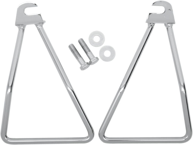 Drag Specialties Chrome Saddlebag Support Brackets Silver Left Right Steel Pair - 77-0047