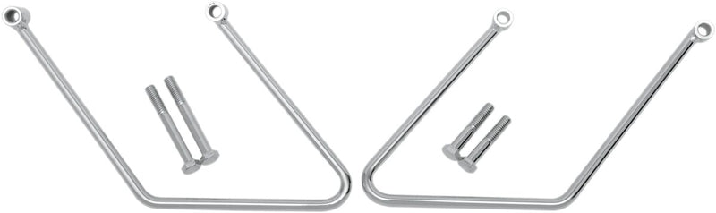 Drag Specialties Chrome Saddlebag Support Brackets Silver Left Right Steel Pair - 77-0131A