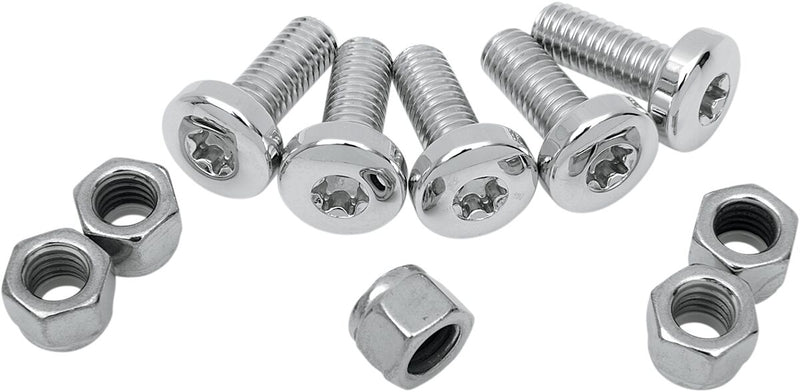 Colony Rotor, Sprocket and Belt Mounting Hardware Kit Chrome Polished Silver Button-Head Torx Brake Rotor