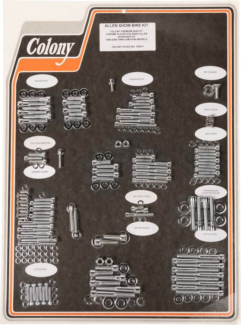 Colony Complete Motor Bolt Kit Chrome Polished Silver Socket-Head Steel