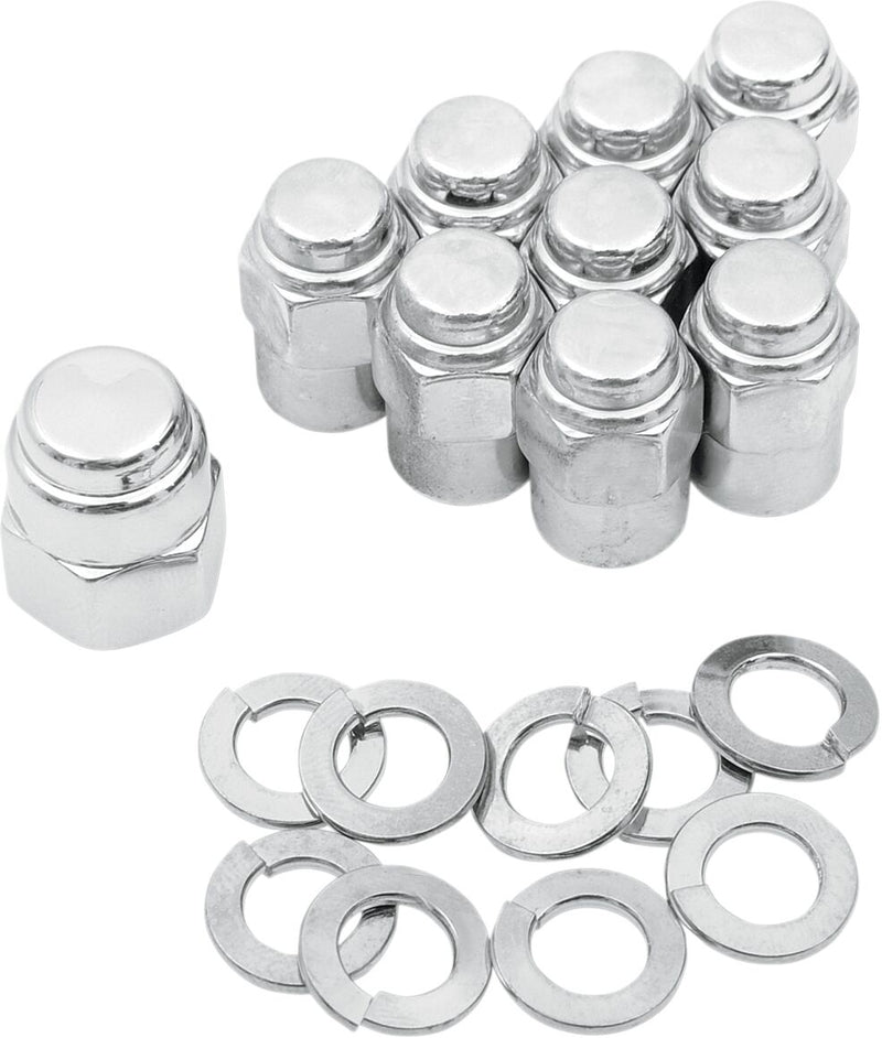 Colony Chrome Cap Nut Kit Silver Hex with Washer Kicker Cover Transmission