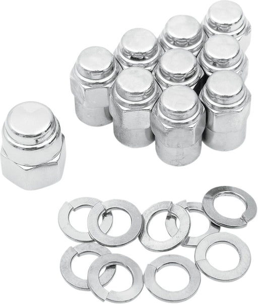 Colony Chrome Cap Nut Kit Silver Hex with Washer Kicker Cover Transmission