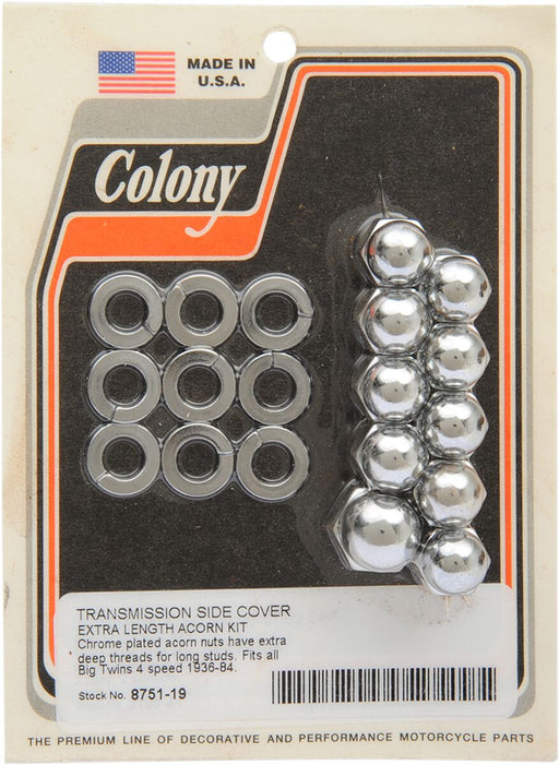Colony Transmission Side Cover Acorn Nut Kit Chrome Silver