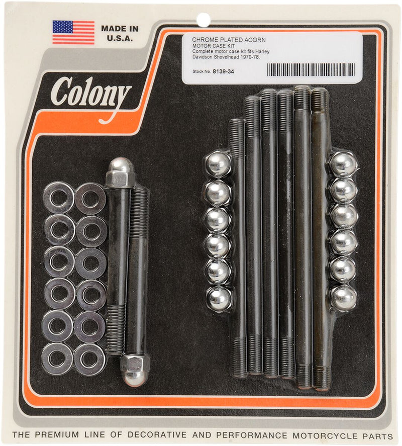 Colony Motor Case Acorn Stud Kit Hardware Kit Chrome Silver