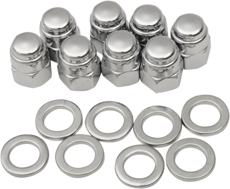 Colony Chrome Cap Nut Kit Silver Hex with Washer Cylinder Base