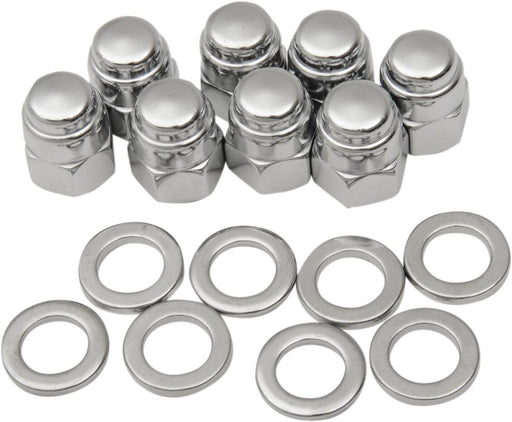 Colony Chrome Cap Nut Kit Silver Hex with Washer Cylinder Base