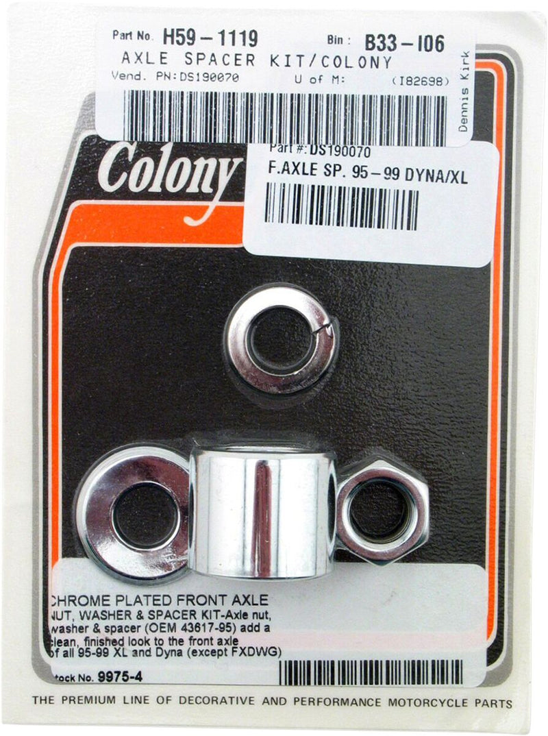 Colony Axle Spacer/Nut Kit Chrome Silver Front