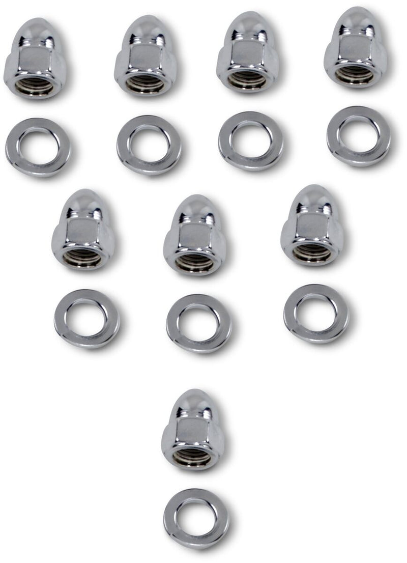 Drag Specialties Acorn Hardware Kits Chrome Silver Cylinder Base Nut Set - MK228