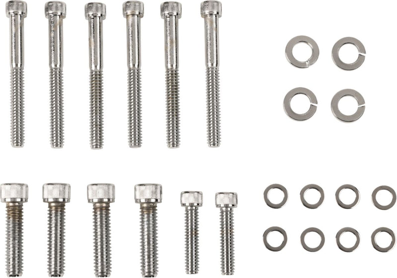 Drag Specialties Transmission Side Cover Bolt Set Chrome Silver Knurled Socket-Head - MK344