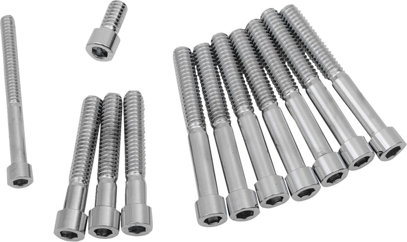 Drag Specialties Primary Cover Only Bolt Kit Chrome Silver Smooth Socket-Head